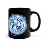 Vintage Blue White Tie Dye - Cymbals - 11oz Black Mug