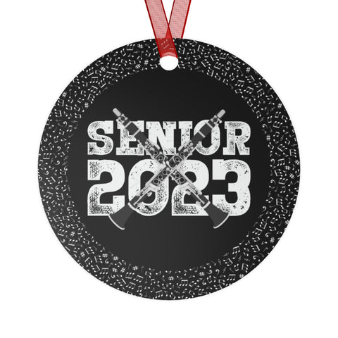 Senior 2023 - White Lettering - Clarinet - Metal Ornament