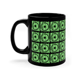 Vintage Green Glitter Dots - Snare Drum - 11oz Black Mug - Pattern