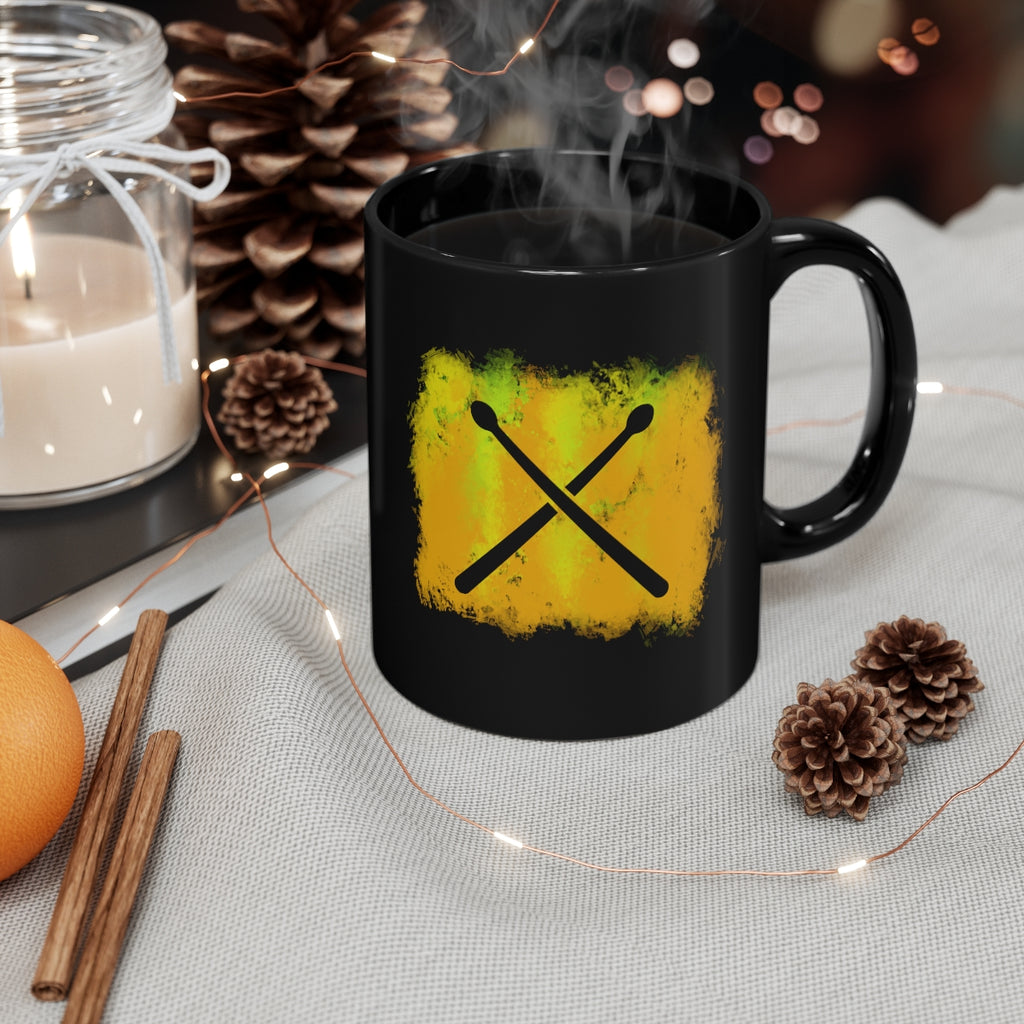 Vintage Yellow Cloud - Drumsticks - 11oz Black Mug