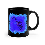 Vintage Blue Cloud - Tenor Sax - 11oz Black Mug