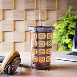 Vintage Yellow Burlap - Snare Drum - Suave Acrylic Cup - Pattern