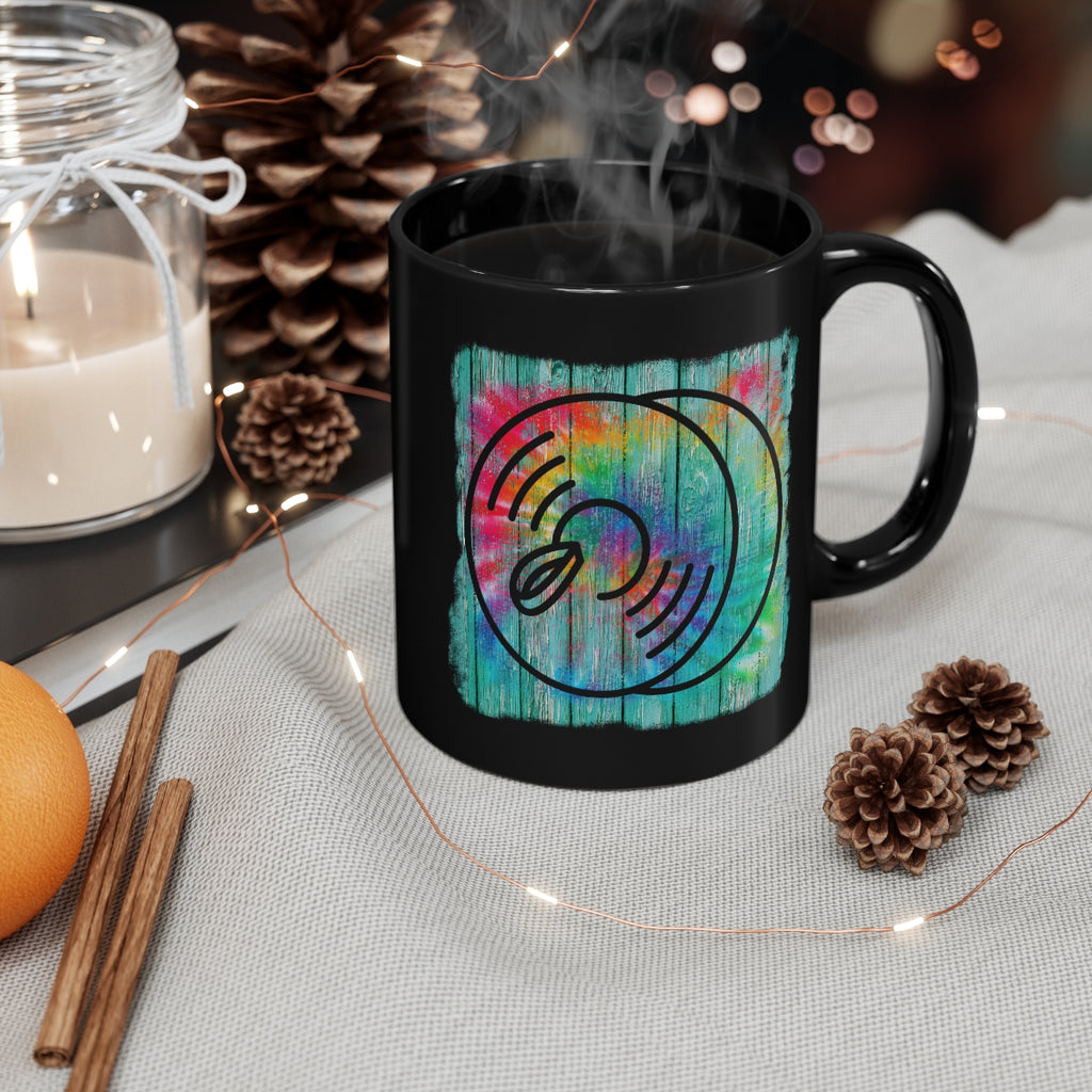 Vintage Wood Tie Dye Lines - Cymbals - 11oz Black Mug