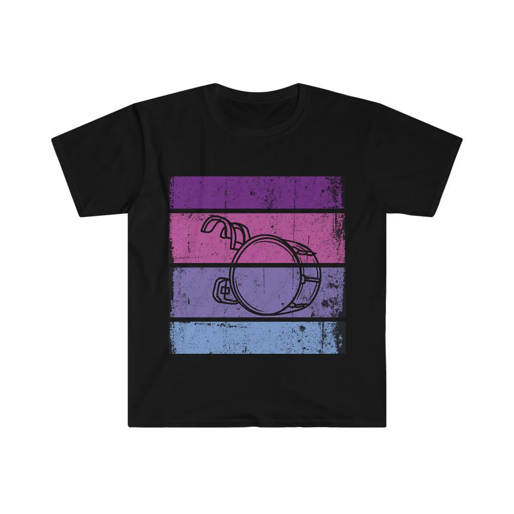 Vintage Grunge Purple Lines - Bass Drum - Unisex Softstyle T-Shirt