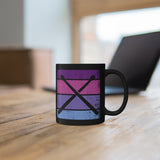 Vintage Grunge Purple Lines - Drumsticks - 11oz Black Mug