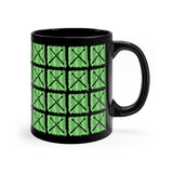 Vintage Green Glitter Dots - Drumsticks - 11oz Black Mug - Pattern