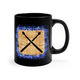 Vintage Blue Burlap - Drumsticks - 11oz Black Mug