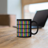 Vintage Rainbow Paint - Bass Drum - 11oz Black Mug - Pattern