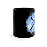 Vintage Blue White Tie Dye - Drumsticks - 11oz Black Mug