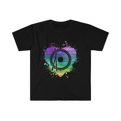 Vintage Rainbow Cloud Heart - Snare Drum - Unisex Softstyle T-Shirt