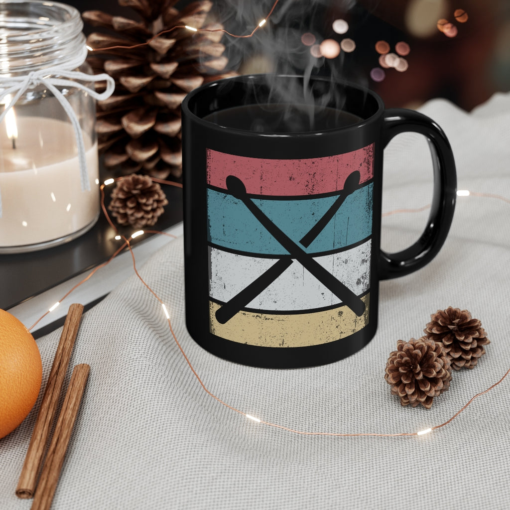 Vintage Grunge Lines 2 - Drumsticks - 11oz Black Mug