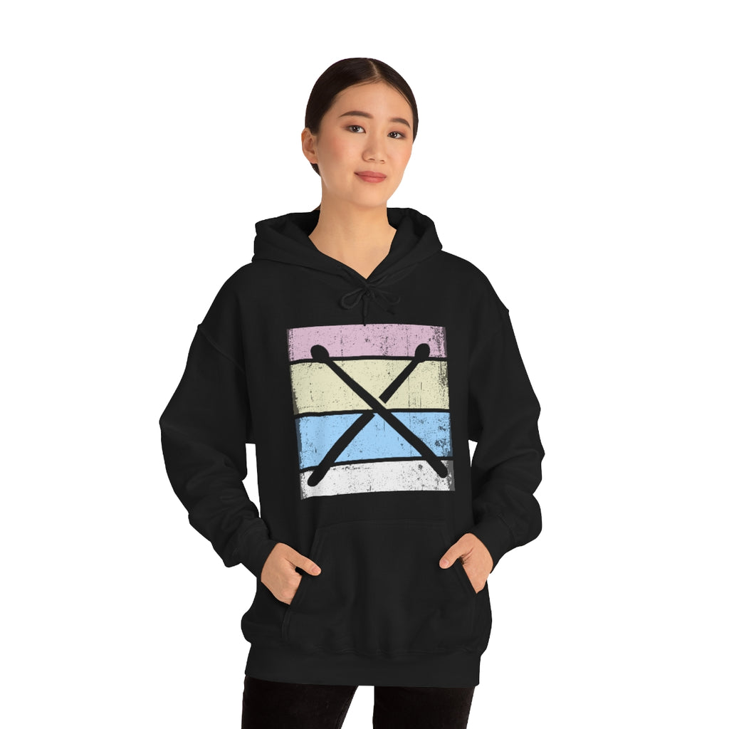 Vintage Grunge Pastel Lines - Drumsticks - Hoodie