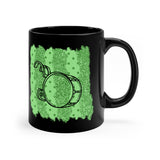 Vintage Green Glitter Dots - Bass Drum - 11oz Black Mug