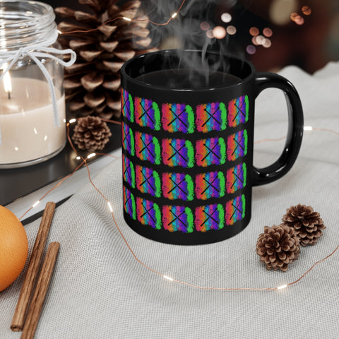 Vintage Rainbow Cloud - Drumsticks - 11oz Black Mug - Pattern