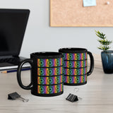 Vintage Rainbow Paint - Snare Drum - 11oz Black Mug - Pattern