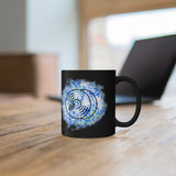 Vintage Blue White Tie Dye - Cymbals - 11oz Black Mug