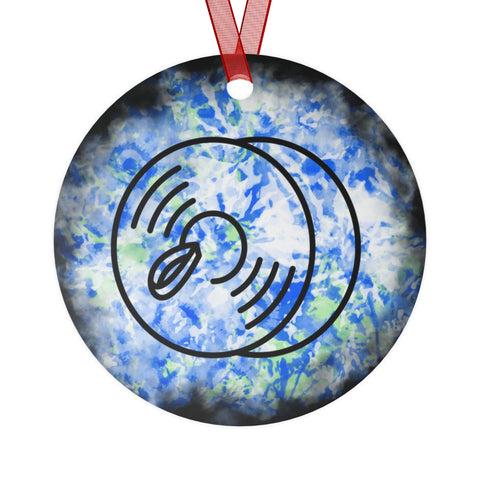 Vintage Blue White Tie Dye - Cymbals - Metal Ornament