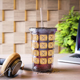 Vintage Yellow Burlap - Oboe - Suave Acrylic Cup - Pattern