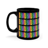 Vintage Rainbow Paint - Cymbals - 11oz Black Mug - Pattern