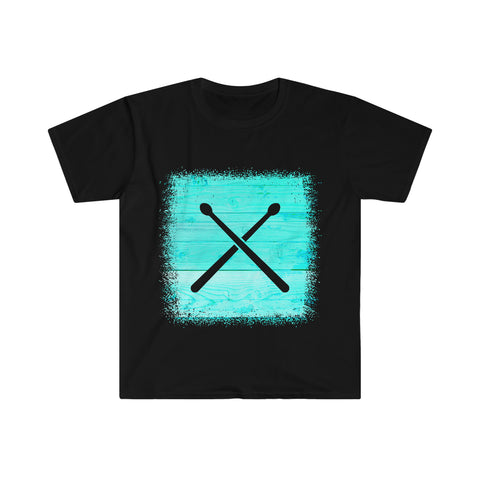 Vintage Turquoise Wood - Drumsticks - Unisex Softstyle T-Shirt