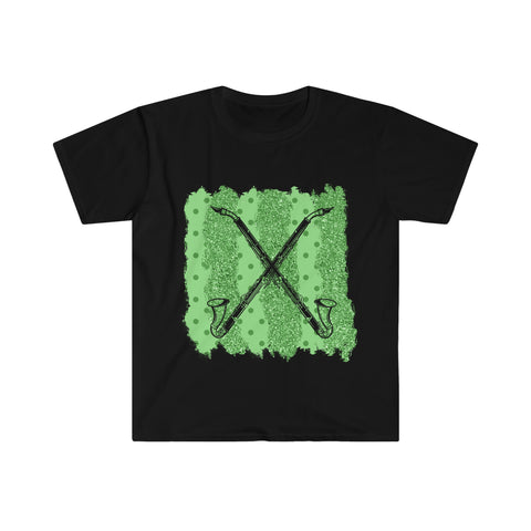 Vintage Green Glitter Dots - Bass Clarinet - Unisex Softstyle T-Shirt