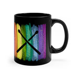 Vintage Rainbow Paint - Drumsticks - 11oz Black Mug