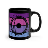 Vintage Grunge Purple Lines - Snare Drum - 11oz Black Mug