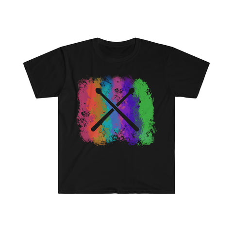 Vintage Rainbow Cloud - Drumsticks - Unisex Softstyle T-Shirt