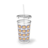 Vintage Blue Burlap - Drumsticks - Suave Acrylic Cup - Pattern