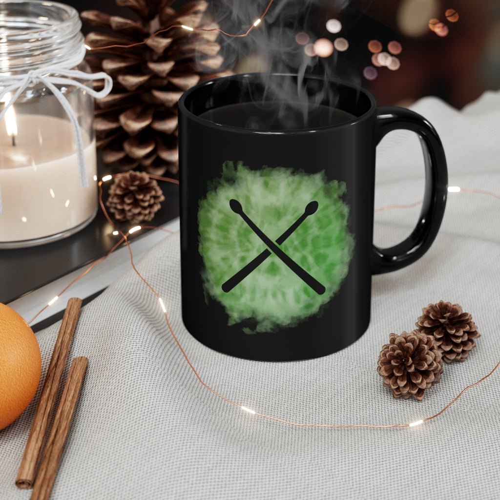 Vintage Green Cloud - Drumsticks - 11oz Black Mug