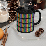 Vintage Rainbow Paint - Bass Drum - 11oz Black Mug - Pattern