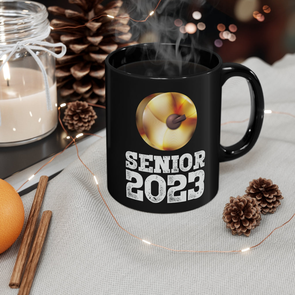 Senior 2023 - White Lettering - Cymbals - 11oz Black Mug