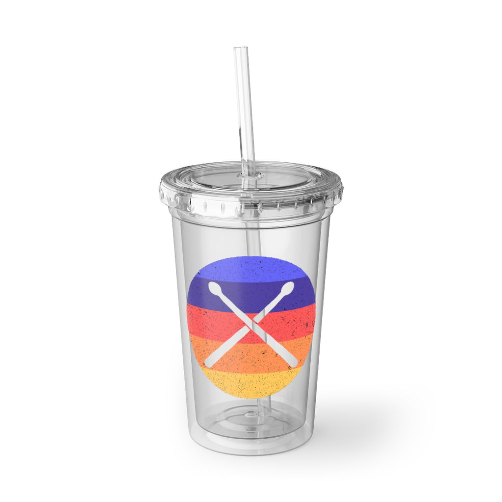 Vintage Grunge Circle Sunset - Drumsticks - Suave Acrylic Cup