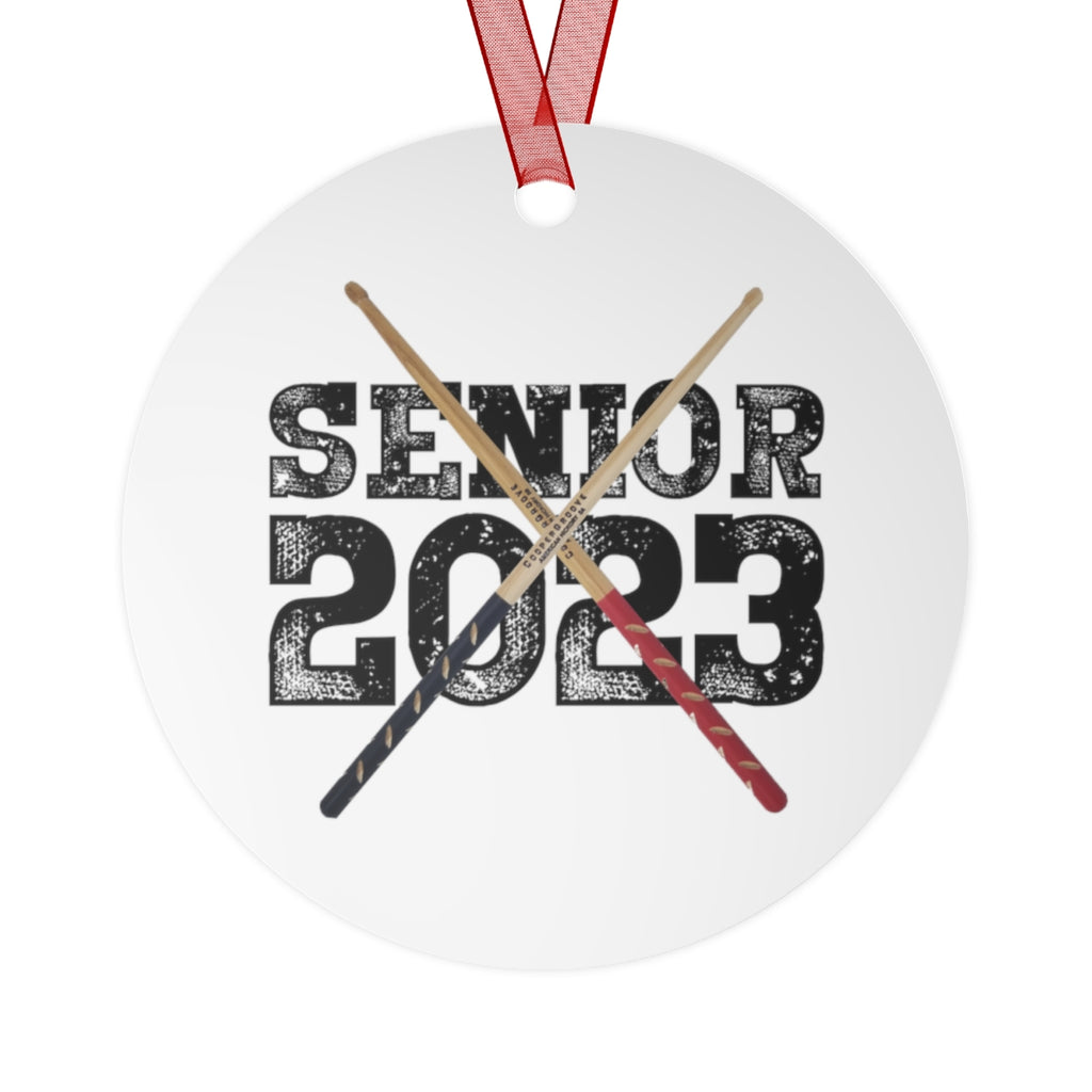 Senior 2023 - Black Lettering - Drumsticks - Metal Ornament