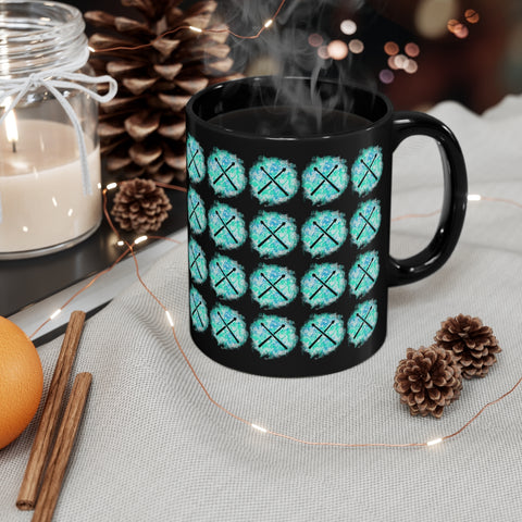 Vintage Turquoise Cloud - Drumsticks - 11oz Black Mug - Pattern