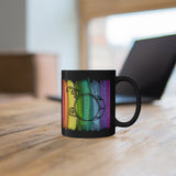 Vintage Rainbow Paint - Bass Drum - 11oz Black Mug